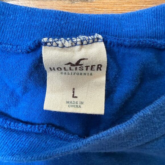 VTG Hollister Single Stitch Men T Shirt SZ L First Point Preppy Casual Y2K Blue - Picture 3 of 5